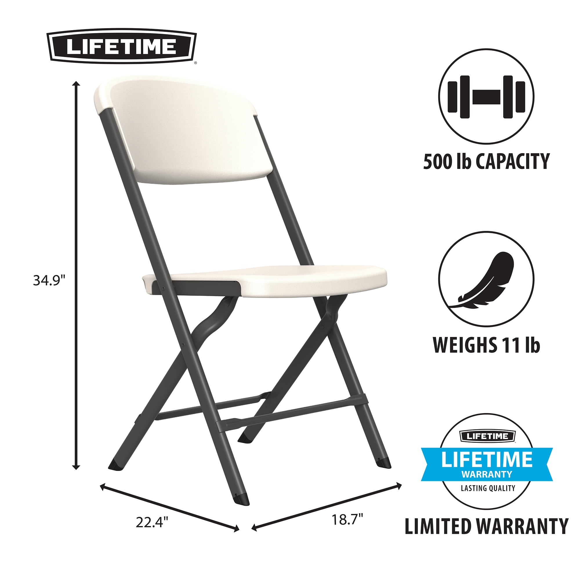 Lifetime Polyethylene Folding Chair - 4 Pack, Indoor/Outdoor (Commercial Grade)- Almond (81157)