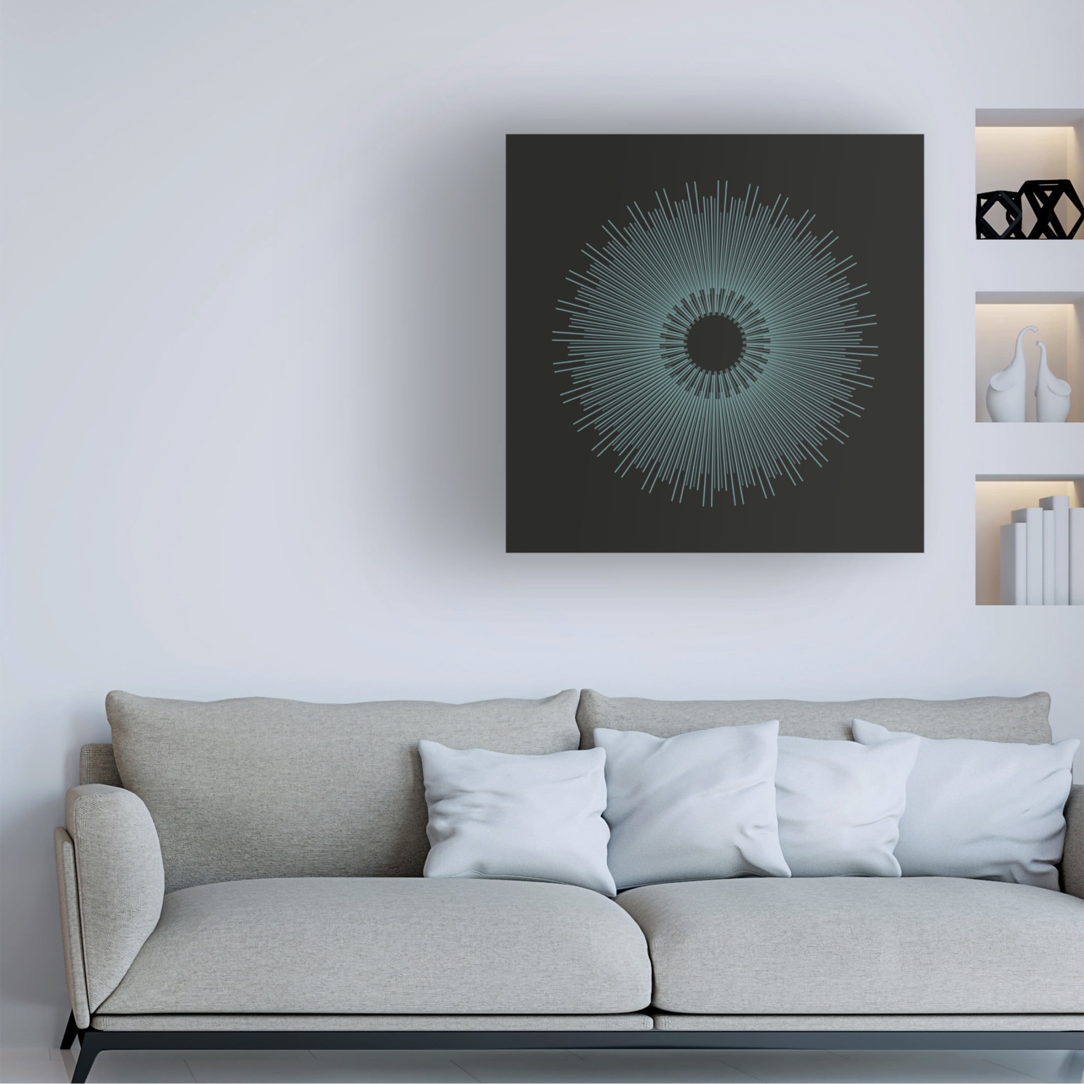 Canvas Wall Art - Tom Quartermaine 'Modern Blue Abstract Sun Art Square' Wall Art for Living Room, Bedroom, or Office Décor by Trademark Fine Art - 35 x 35 Inches