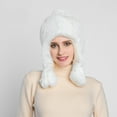 thumbnail image 2 of iHPH7 Russian Hat Winter Accessories for Women Fleece Hat Ear Warmers Fuzzy Hat Winter Hats for Women Cold Weather Winter Hats for Women White One Size, 2 of 9
