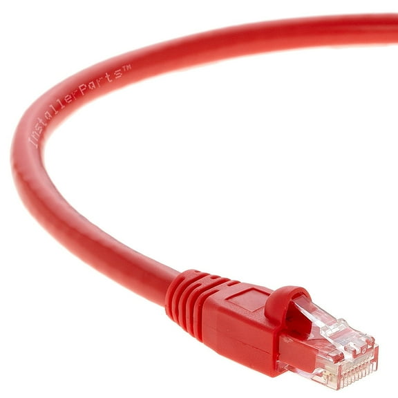 InstallerParts (5 Pack) Ethernet Cable CAT6A Cable UTP Booted 35 FT - Red - Professional Series - 10Gigabit/Sec Network / High Speed Internet Cable, 550MHZ
