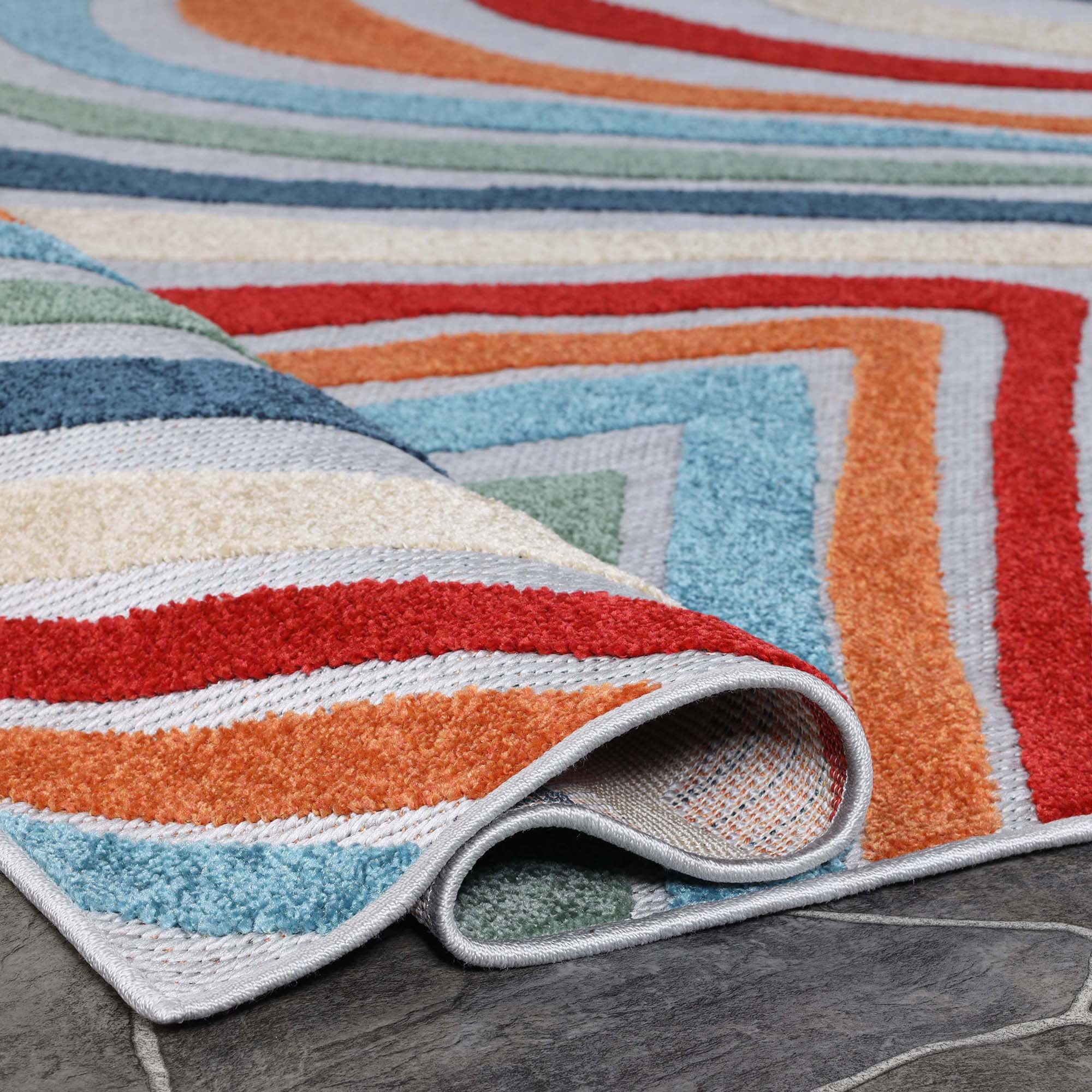 BNM Wave Coastal Striped Indoor Outdoor Area Rug, 4' x 6', Multicolor