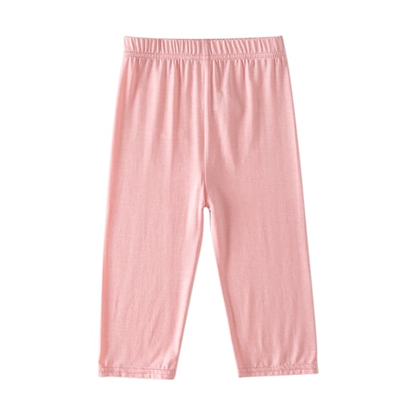 Xijirk Girls Sweatpants,Athletic Shorts Capri Leggings Kids Running Pants Shorts Workout Tights Cropped Pants for Sports Play Comfortable,Girls Pants,01 Pink,6-7 Years
