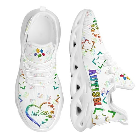 

2024 New Autism Awareness Love Design Women s Mesh Sneakers Light Cushion Sport Shoes Breathable Walking Zapatillas