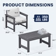 thumbnail image 2 of KINGYES 3 Pieces Outdoor Furniture Set, HDPE All Weather Use Conversation Couch Sets,2 Armchairs & 1 Coffee Table for Patio Backyard, Gray Frame with Khaki Cushions, 2 of 8