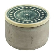Valiant Cement Jar With Teal Lid