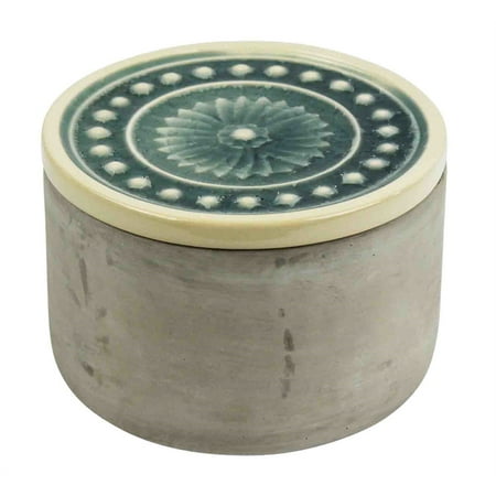 Valiant Cement Jar With Teal Lid