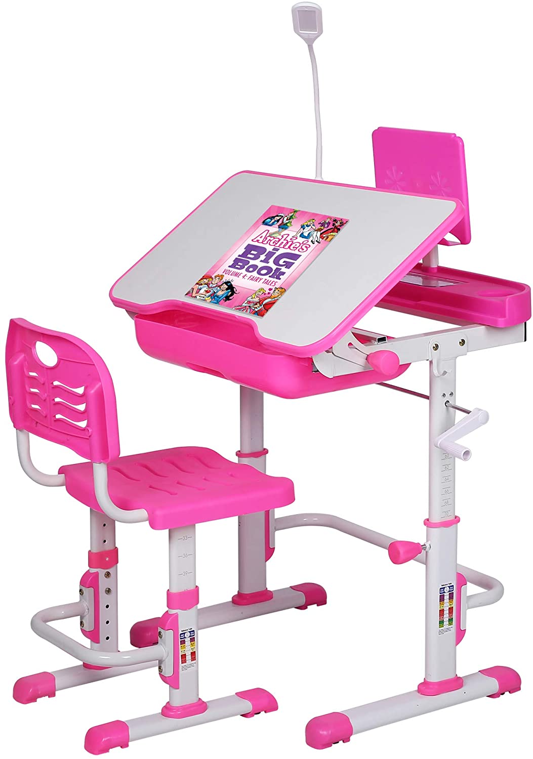 Kids Desk& Chair Set, Children Study Table, Upgrade Easy Height