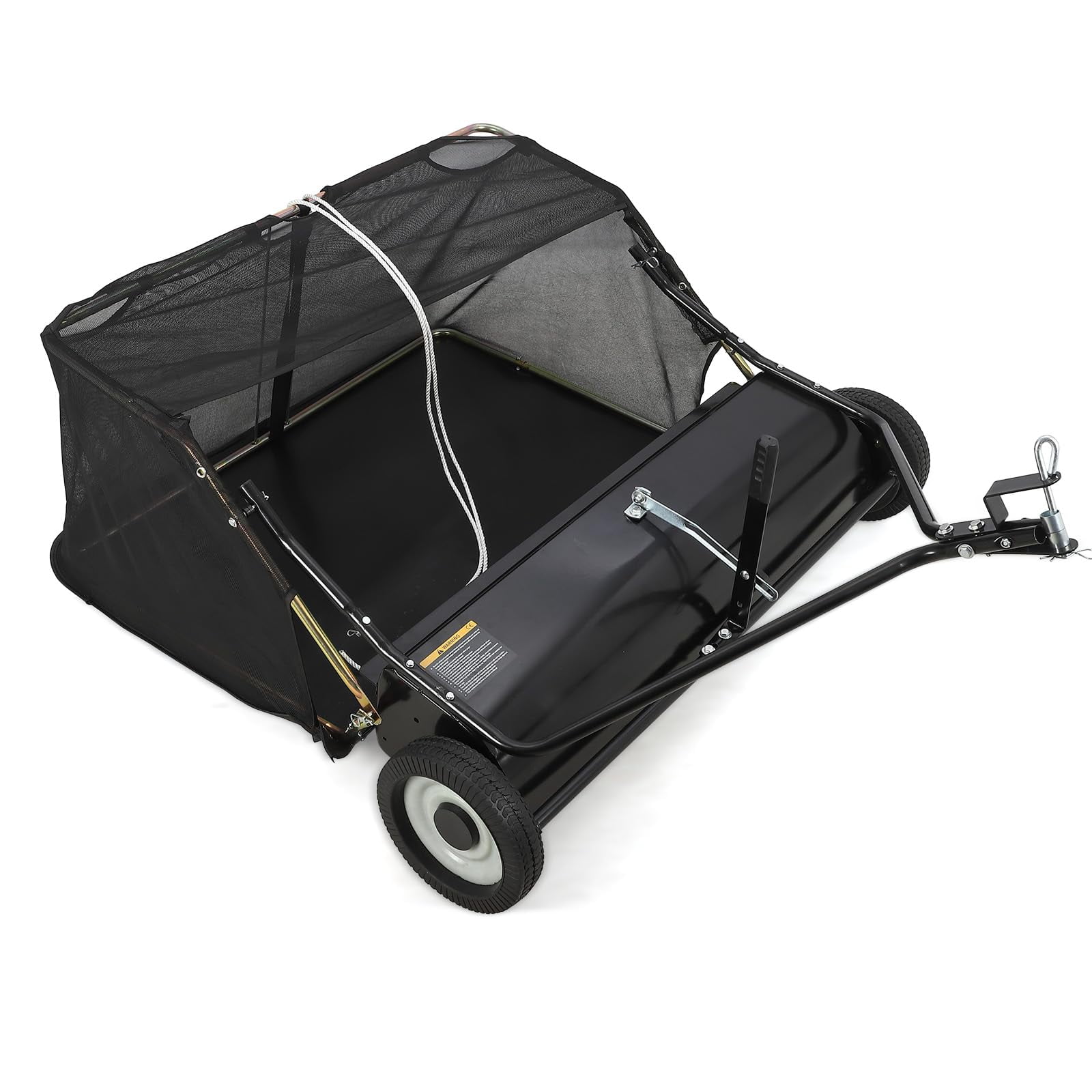 Lawn Sweeper Tow Behind 44 Inch, Large Pull Behind Lawn Sweeper, Heavy Duty Leaf & Grass Collector with Dumping Rope Design, Adjustable Sweeping Height for Picking Up Debris & Grass