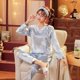 thumbnail image 1 of Pijamas de seda de manga larga para mujer, ropa de dormir suelta con estampado navideño, pantalones largos para el hogar, novedad de otoño, 2020, 1 of 4