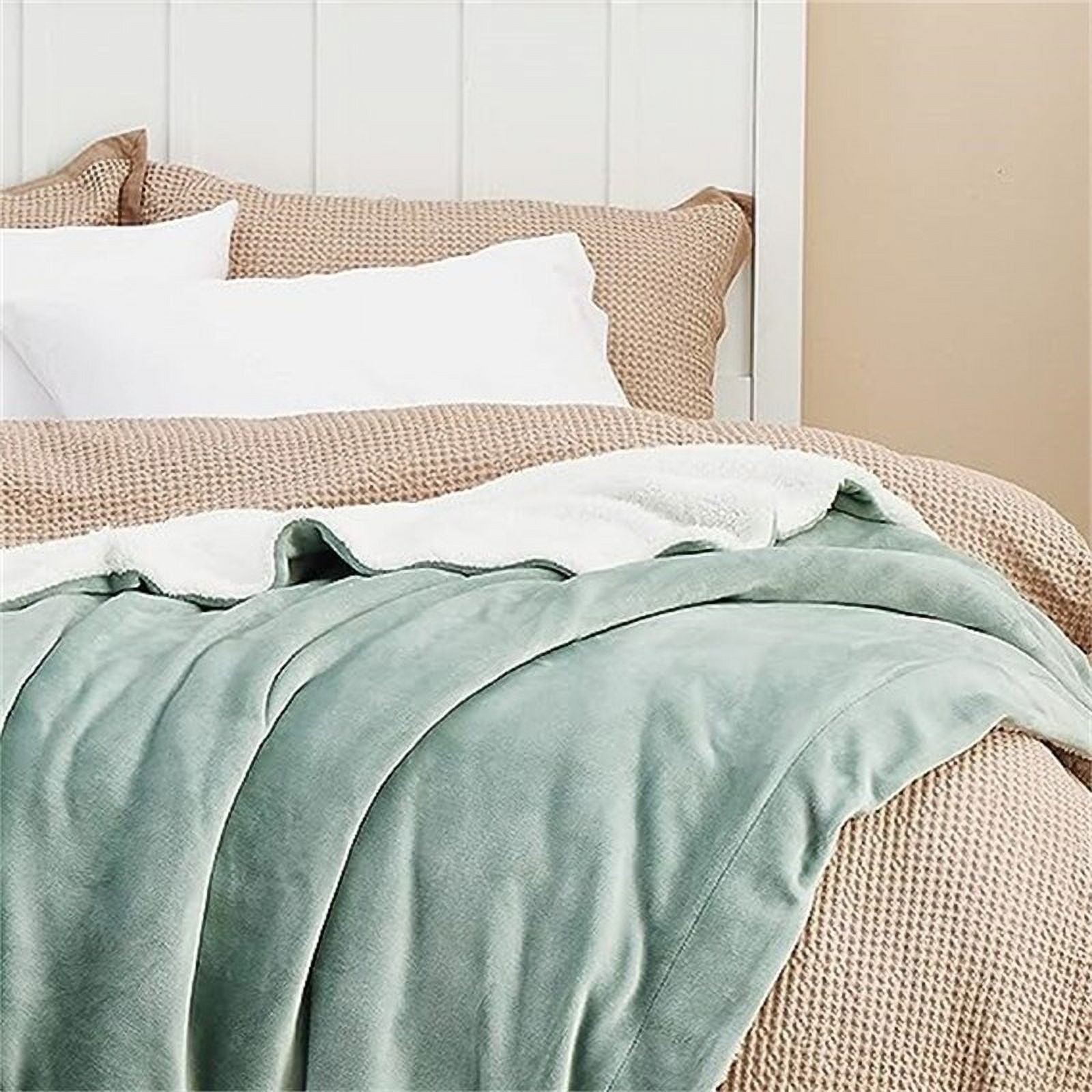 Fleece Throw Blanket for Couch Sage Green Queen 90 x 90 Walmart