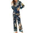 thumbnail image 4 of INSPIRE CHIC Womens Silk Pajamas Set Long Sleeves with Pants Lounge Satin Sleepwear XS Blue, 4 of 6