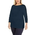 thumbnail image 3 of Charter Club Womens Athletic Trim Pullover Blouse, Blue, Plus Size, 0X, 3 of 4