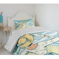 thumbnail image 4 of Ambesonne Retro Quilted Bedspread Set 2 Pcs, Aircraft Pop Art, Twin Size, Pale Blue Yellow, 4 of 6