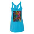 thumbnail image 3 of Colorful Cat Portrait | Cat Lover Owner | Dean Russo Art Animal Lover Tri-Blend Racerback Sleeveless Top, Vintage Turquoise, M, 3 of 5
