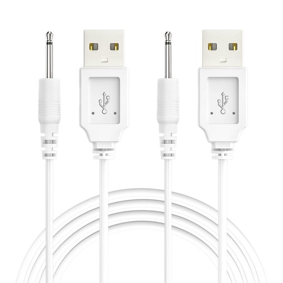 Bicmice USB DC Charging Cable 2.5mm DC Charger Cord 2.7Ft Replacement for Massager-2 Pack(White)