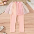 thumbnail image 2 of lnmuld Girls Tutu Leggings Soft Gradient Mesh Skirt Pants with Bow Decor Casual Outfit 5-6 Years, 2 of 5