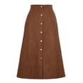 thumbnail image 2 of Falda De Invierno, Falda Larga Ajustada De Tela De Poliéster Con Botones Lavables A Máquina Para Fiestas ANGGREK Marrón L, 2 of 8