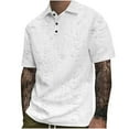 thumbnail image 2 of Playera Elvqul Hombre Casual Blanco de Color Sólido Manga Corta con Solapa Botones, 2 of 4