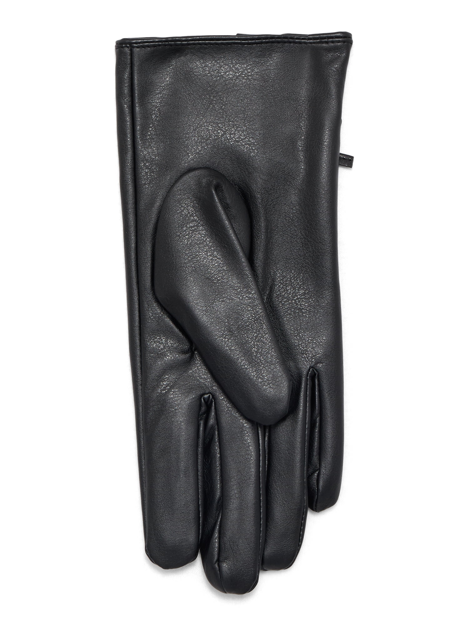 Time and Tru Women's Bow Accent Faux Leather Gloves, Black, Sizes S/M-L/XL