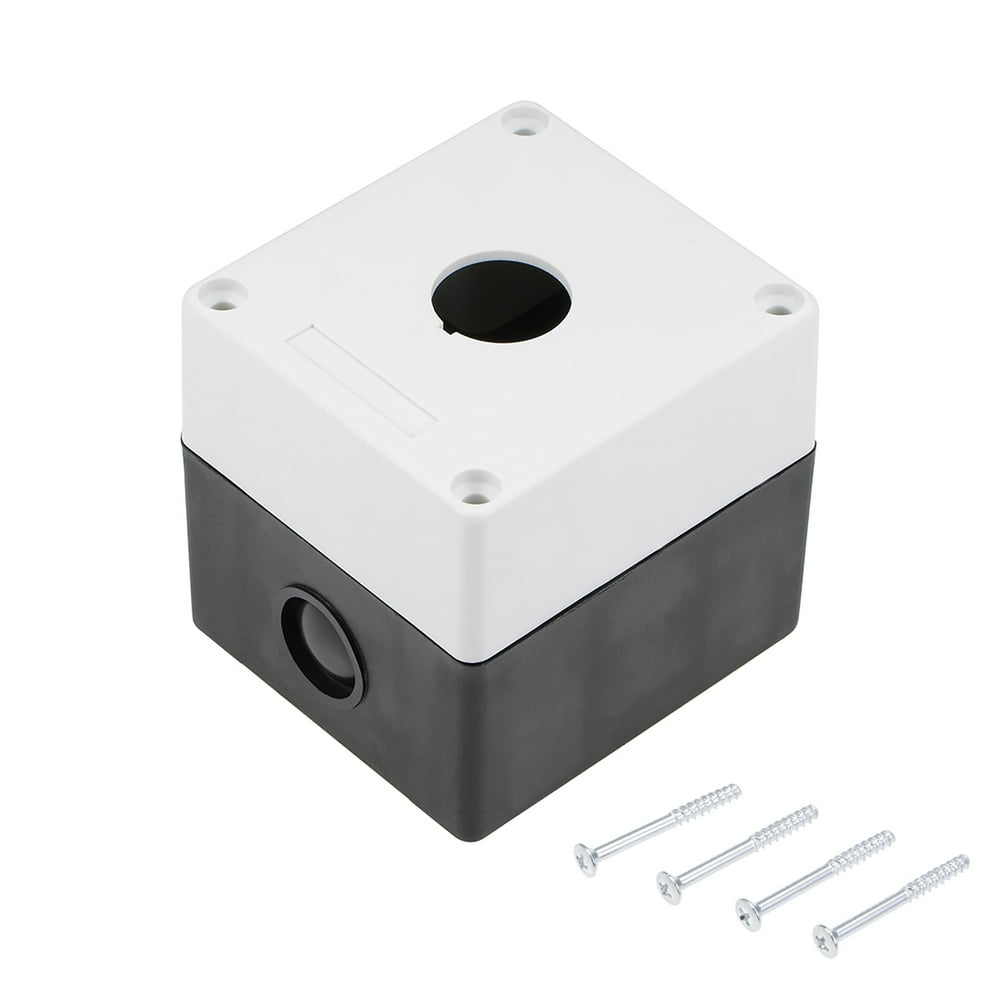 Push Button Switch Control Station Box 22mm 1 Hole Aperture White and Black 1pcs