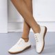 thumbnail image 1 of Zapatos casuales de punta redonda con suela blanda y tacón plano con cordones de color sólido para mujer, zapatos individuales Wmkox8yii  FOPL1920, 1 of 7