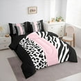 thumbnail image 3 of Castle Fairy Boys Girls Animal Zebra Leopard Print Twin Bedding Sets 7-Piece,Abstract Geometric Stripes Bedding Comforter Set Microfiber,Black Pink Breathable Sheet Sets,Breathable Home Decor, 3 of 8