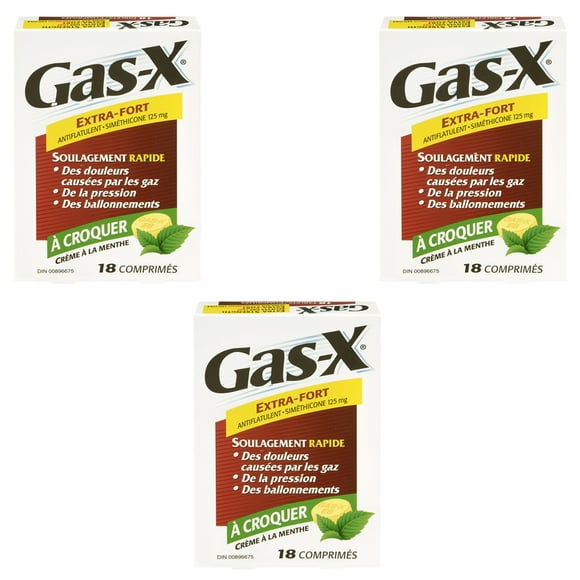 Gas-X Comprimé à Mâcher Extra Fort, Crème à la Menthe Poivrée (Lot de 3)