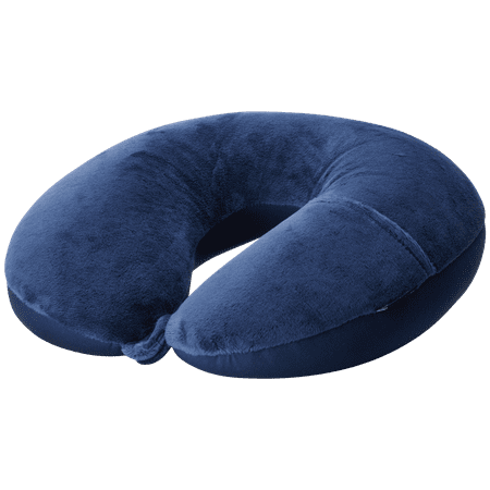 Brookstone Travel Pillow - 100% Microbead Comfort Classic Lightweight Ergonomic Fleece Airplane Head and Neck Pillow with Phone Pocket