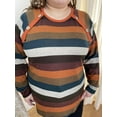 thumbnail image 4 of CASSIE LIZ Plus Size Shirts 4X Long Sleeve Womens Tops Fall Crew Neck Colorful Striped Sweatshirts Fashion Buttons Tee Loose Fit Tunics Winter Blouses Casual Pullovers 4XL 24W 26W, 4 of 6