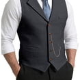 thumbnail image 4 of Waistcoat for Men Sleeveless Slim Fit Lapel Collar Tweed Vest Single Breasted Herringbone Vintage Suit Vests With Chain, 4 of 7