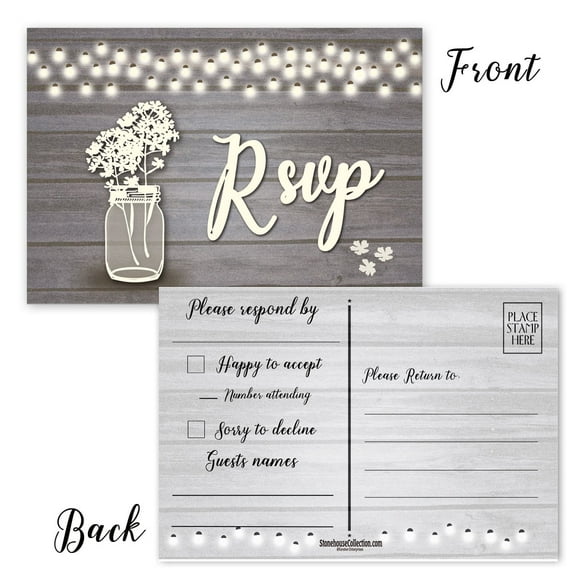 Stonehouse Collection Rustic RSVP Postcards, 4 in x 6 in,   40 Count