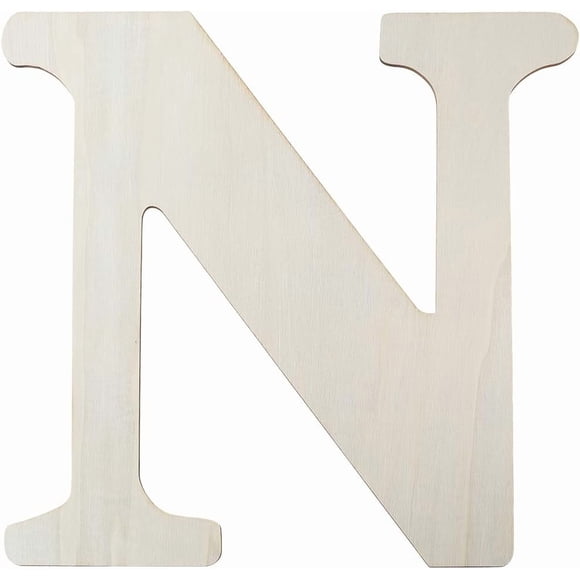 14 Inch Wooden Letter N Wood Alphabet Letters Paintable MDF Board White Unfinished Blank Alphabet Words for DIY Craft Projects Birthday Wedding Christmas Party Home Decoration