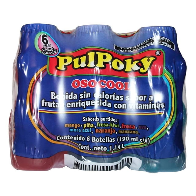 Bebida PulPoky Osocool sin calorías sabor a frutas 6 Botellas de 190 ml c/u