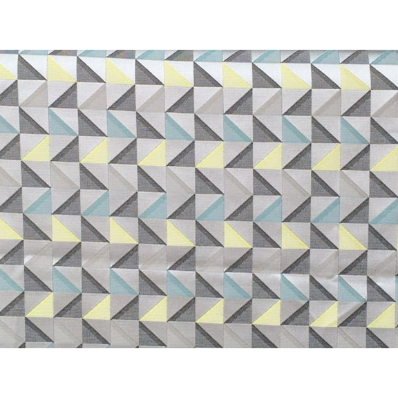 Fabric Mart Direct Lime Yellow Poly Cotton Fabric By The Yard, 55 inch or 140 cm width, 1 Yard Yellow Cotton Fabric, Geometric Triangle, Upholstery Drapery Curtain Wholesale Fabric, Window Treatment