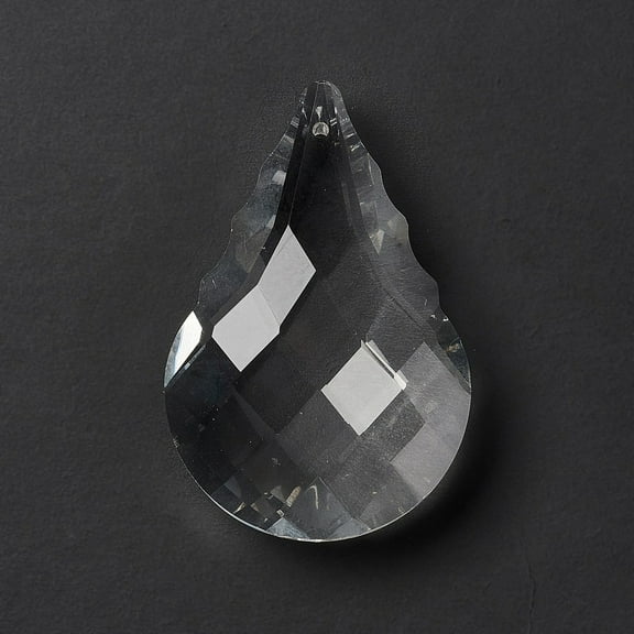 15 pc Transparent Glass Big Pendants for Chandelier Hanging Pendants Faceted Teardrop Clear 60~63x40x16.5mm Hole: 1.6mm