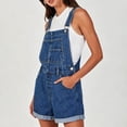 thumbnail image 2 of Women's Solid Loose Fit Denim Overalls with Multiple Pockets Casual Jumpsuit Blue L, 2 of 7