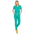 thumbnail image 5 of Mediclo Women's Medical Scrub Top - Sal Essential Eco Friendly Sustainable FYSEL Fabric V-Neck Chest Pocket Shirt Workwear Surgical Green FT3085RSGR02 XS, 5 of 7