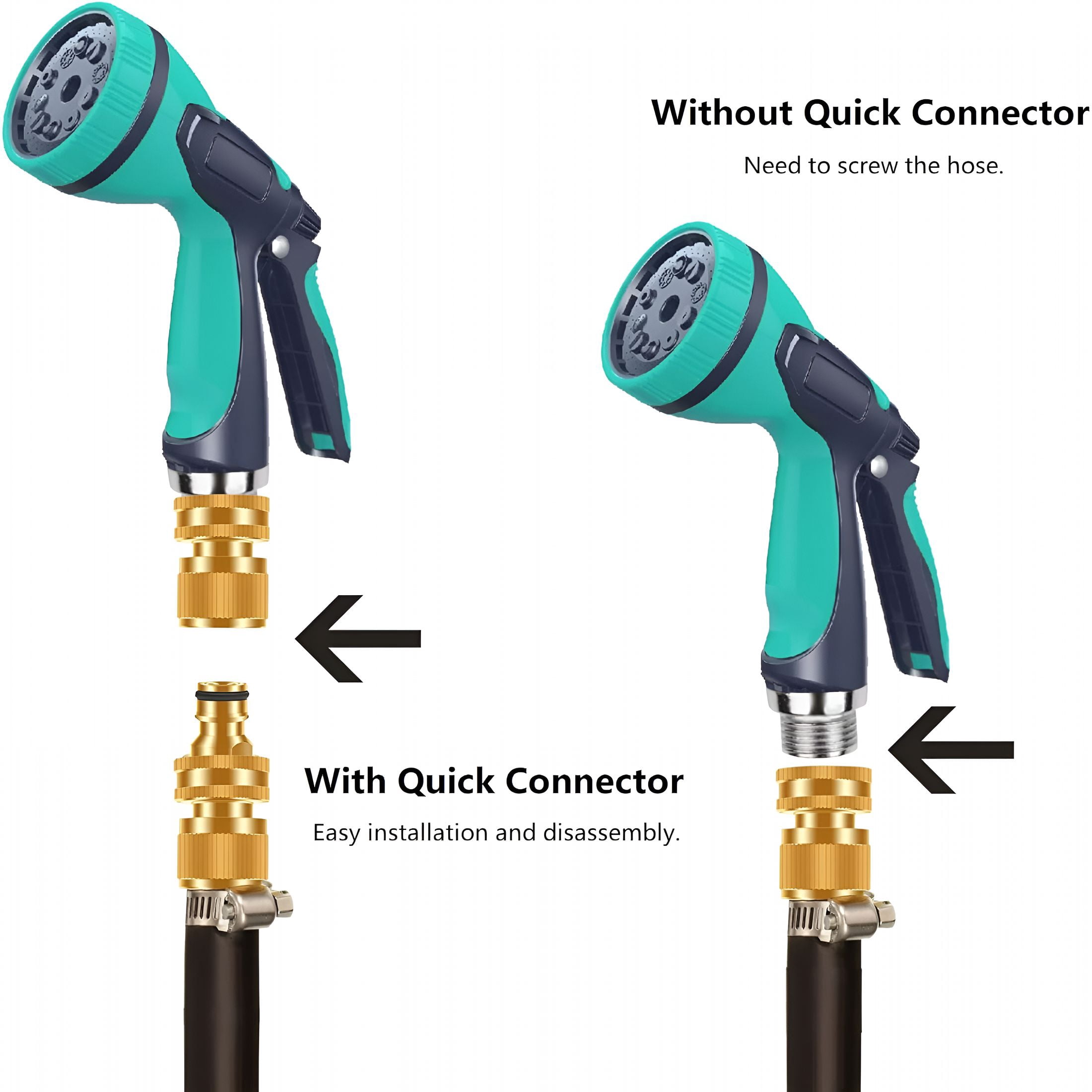 ZHZFKQ Garden Hose Quick Connector, No-Leak 3/4 Inch GHT Thread Fitting Water Hose Female Adapter and Male Adapter, Heavy-Duty Rust Resistant Brass Water Pipe Connect, Easy to Use (6 Pack ）
