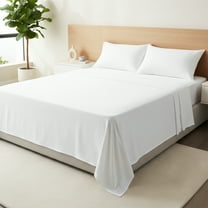 Máulli Collection 100% Organic Cotton Sheets King Size - 4 PC Organic Cotton King Size Percale Weave Sheet Set, Soft, Cooling, Crisp & Breathable, 16" Deep Pocket Hotel Quality Bedding Set - White