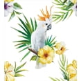 thumbnail image 3 of Parrot Duvet Cover Set, Hibiscus with Bird Intelligent Mimic Animals Creatures Wild Regions Art, Decorative 3 Piece Bedding Set with 2 Pillow Shams, Queen Size, White Yellow Green, by Ambesonne, 3 of 3