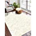 thumbnail image 3 of Bashian H112-WH-4X6-H18 Santa Fe Collection Chevron Contemporary Leather Hand Stitched Area Rug, White - 4 x 6 ft., 3 of 10