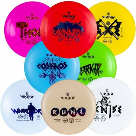 Viking Discs Complete 8 Piece Disc Golf Set Durable Armor Plastic Putters Drivers and Mid Range Discs for All Skill Levels