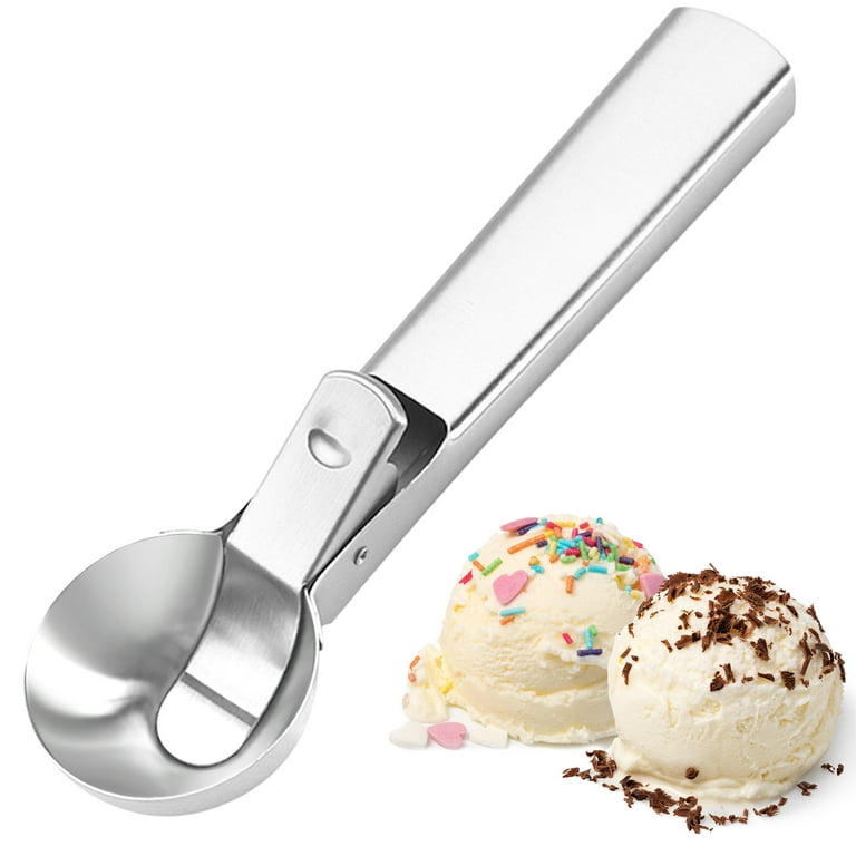 SYNGAR Ice Cream Scoop, Ice Cream Scooper with Trigger, Stainless Steel Ice  Cream Scooper, Melon Baller Cookie Scoop for Kids Adults, Easy to Operate  and Clean, Dishwasher Safe, Silver 
