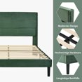 thumbnail image 4 of FlkwoH Cama tapizada 140 x 200 cm, somier con somier y cabecero, cama doble tapizada, funda de tela de terciopelo verde oscuro, diseño moderno atemporal, cama juvenil, 4 of 4
