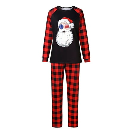 

hirigin Christmas Family Pajamas Set Santa Print Tops+Long Pants/Romper