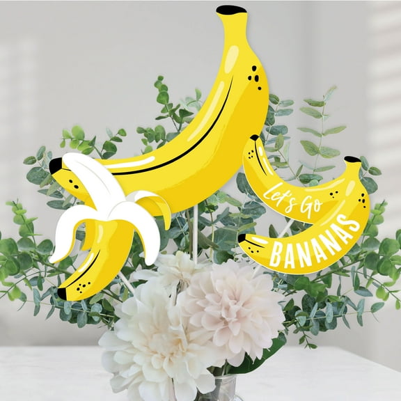 Big Dot of Happiness Let's Go Bananas - Tropical Party Centerpiece Sticks - Table Toppers - Set of 15