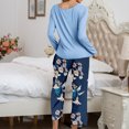 thumbnail image 4 of Conjunto de dos piezas para mujer, estampado de bloques de colores suaves, manga larga, cuello redondo, Tops de otoño, pantalones largos de cintura alta, pantalones, traje informal Wmkox8yi  bvn2036, 4 of 4