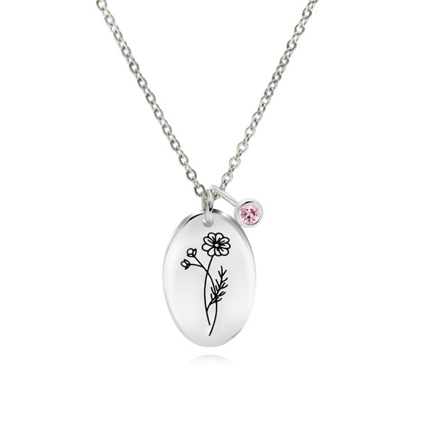 Collar Cosmos JeenMata Flor de Nacimiento de Octubre Regalo Floral Personalizado
