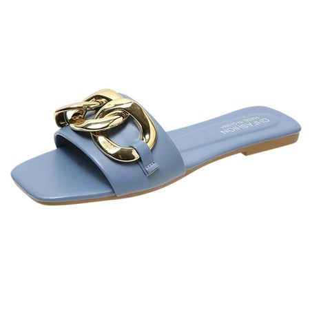 

Fanxing Womens Slide Sandal Dressy Summer Lightweight Casual Slippers Fashion O-Rint One Strap Open Toe Boho Flat Sandals