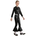 thumbnail image 3 of iiniim Kids Girls Modern Jazz Hip Hop Dance Outfits Long Sleeves Bomber Jacket with Bell-bottoms Pants Set Size 6-16 Black 16, 3 of 7
